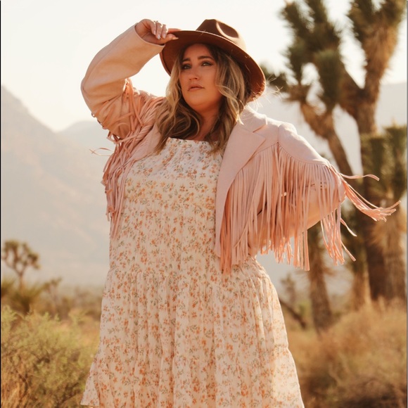 Love + Lavender Jackets & Blazers - Blush Fringe Suede Jacket